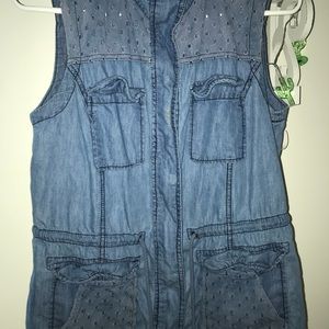 Zipper Blue Cotton Vest